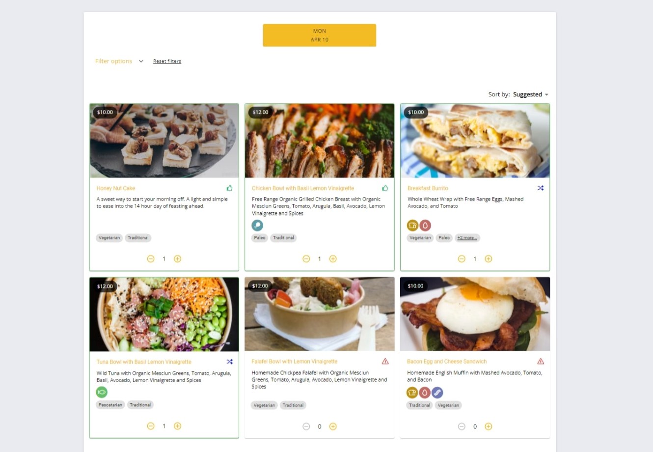 Recipes displaying in a big grid